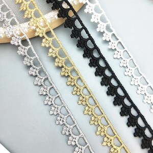 10 yards 1,1 cm breit schwarz/weiß/gold/silber Borte Stoff Stickerei Hochzeit Rock Kleid Kleidung Spitze Zierband Bänder Z34E173K230716C