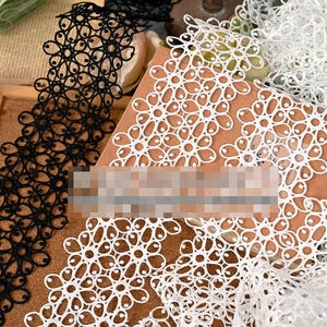 3 Meter 9,5 cm 3,54" breite schwarz/weiß Stickerei Blumen Bluse Shirt Rock Kleid Einfassung Dekoration Spitzenband N20T759L240715U