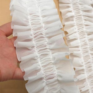 5 Meter 7 cm 2,75 "breite weiße Chiffonfalte Spitzenbesatz Band Saum Bündchen Rock Hemd Kleid Ärmel Kanten Dekoration C24X1041P250607C