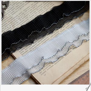 10 meter 4 cm 1,57" breed Zwart/wit 2 lagen chiffon orgel gerimpeld ruche plooirand decoratiemateriaal kant trim lint N20T659P250610U