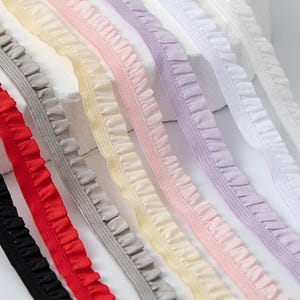 10 Meter 1 cm 0.39" breit schwarz/elfenbein/weiß/rot/rosa elastisch rüsche Spitzenbesatz Band Unterwäsche Kleid Rock DIY Bastelmaterial C39Y425M250228J