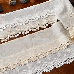 2 yards 10-14 cm breed ivoor/beige katoenen stof borduren kind pop shirt rok jurk rand decoratie kant trim lint N20T786K250605U