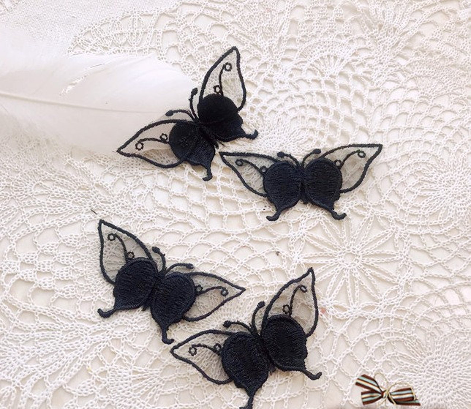 20pcs 4.5x4.8cm wide black butterfly mesh embroidered dress Etsy
