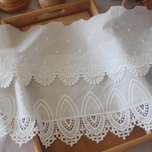 3 metri 15,5-20 cm di larghezza tessuto di cotone avorio ricamo pizzo nastro fai da te fatto a mano orlo gonna colletto tende accessori T27X517P250314P