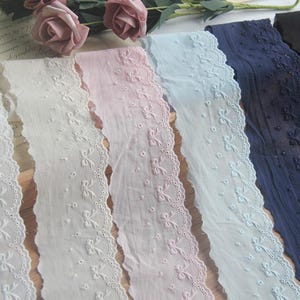 10 yards 6 cm 2.36" breites rosa/blau/elfenbein/marine schleife baumwolle Kleid Unterwäsche Unterwäsche Stoff bestickte Spitzenbesatz Bänder Band X10C666P220329T