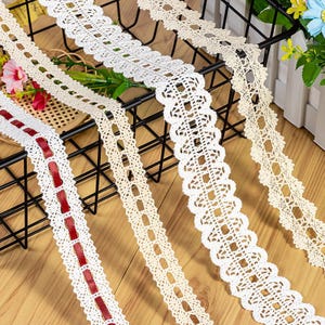 10 jardas 3 cm 1,18" de largura tecido de algodão marfim/bege faça você mesmo boneca infantil saia vestido roupas camisa material de acabamento de renda fita Z4Z2077M220306Y