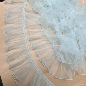 5 Meter 10 cm 3,93 "blau Organza Falten Plissee Borte Saum Spitzenbesatz DIY Manschetten Rock Kleid Ärmel Kanten Dekoration C24X1050P250624C