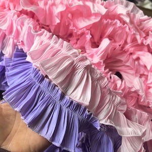 5 Meter 5,5 cm 2,16" breites schwarz/rosa/lila Satin Falten Rüschen Rüschenrock flauschige Rockkante Material Spitzenband V47P1115L241122X