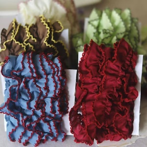 5 meterS 2.7-3.3cm wide beige/brown/blue/green/red cotton ruffle pleat child doll skirt dress sleeves edging lace trim ribbon Z1T677P251108T