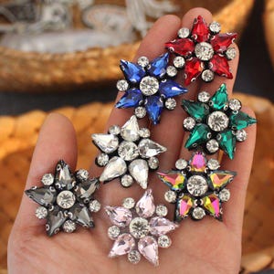 10 pièces 3,2 cm de large strass cousus à la main perles à ongles étoiles autocollants en tissu sacs à chaussures bricolage broches de chemise patchs appliqués 27X548P250316P