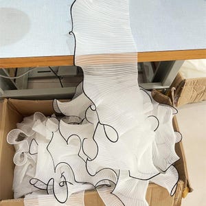 5 Meter 14 cm 5,51 "breites schwarzes elfenbein Organza Rüschen Spitzenband DIY Manschetten Rock Ärmel Kleid Kanten Dekoration C24X1026P250601C