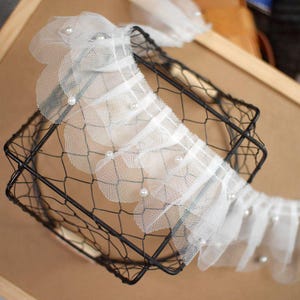 5 Meter 7 cm breit Netzstoff Gaze Perlen Rüschen Rüschen Shirt Rock Kleid Einfassung Dekoration Spitzenbesatz Band N20T749L240710U