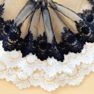 5 yards 13 cm 4,33&quot; de large gaze noir/ivoire/beige/or jupe fleurie chemise de poupée tissu rubans de broderie ruban de bordure en dentelle Z4Z1803D200305B