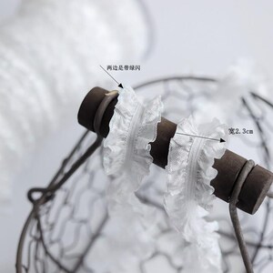 10 Meter 2,3 cm breit ivory silber elastisch Rüschen Kante Spitzenbesatz Baby kleidung Accessoire Manschetten Vorhang Dekoration C35U47P241226G