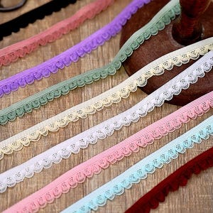 Cinta de encaje elástica con volantes para faldas, vestidos y sombreros, 10 yardas (1,3 cm, 0,51 pulgadas de ancho), N20T734K250605U
