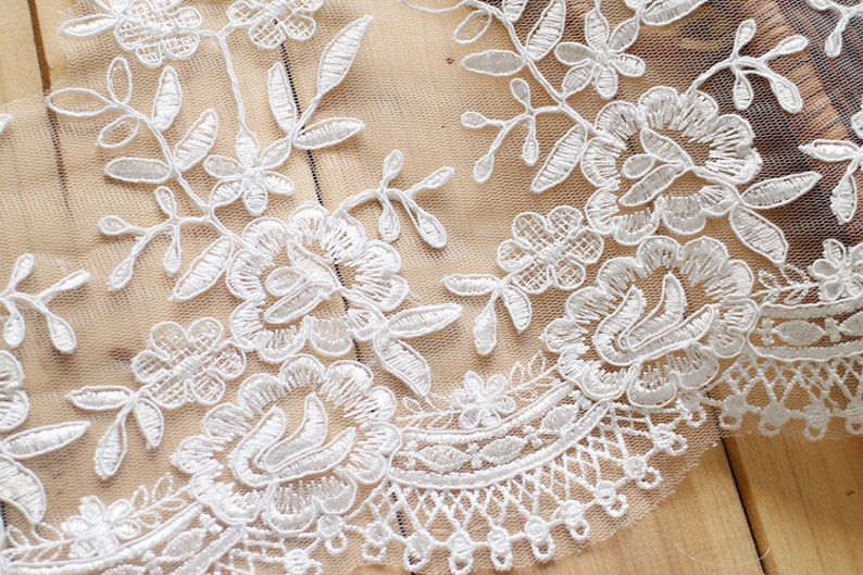 6 yard 30cm 11.8 wide ivory bridal wedding dress mesh tulle gauze embroidered tapes lace trim ribbon vbt5 free ship
