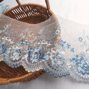 3 meter 13-18 cm breed ivoorblauw gaas mesh borduren kant trim lint haar jurk rok kleding randen accessoires materiaal C42F182P250320C