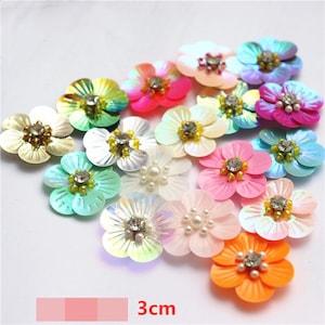 20pcs 2-3cm wide flower sequins beading floral stickers shoes bags hats DIY sewing accessories decorative patches appliques K38V15V241119T