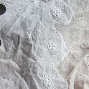 Tela de algodón con bordado de estrellas de caramelo en color marfil/beige, 5 yardas (11 cm, 4,33 pulgadas de ancho), cinta de encaje para vestido de muñeca infantil, material para falda T10N1104P250321Y