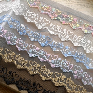 10ヤード 7 cm 2.75インチ幅 キャンディハートガーゼチュール刺繍 子供ドレス スカート シャツ生地 素材 縁取りレーストリムリボン N20T621L250611U