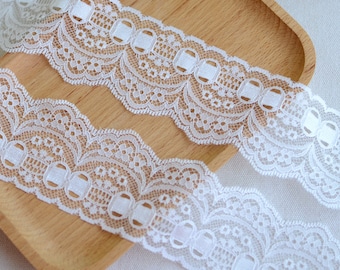 100 meters 5.8cm wide ivory scallop mesh fabric embroidery clothes dress tapes lace trim ribbon S18E1045M210512T