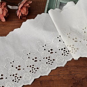 3 yards 17cm 6.69" wide beige cotton hollow fabric embroidered lace trim ribbon dress skirt hat bag edging tape accessories N20T906P250618U