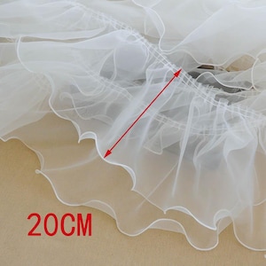 3 Meter 20 cm 7,87 "breites 8 Farbe Organza Kind Puppe Rüschenfalte flauschiger Rock Kleid Hemd Einfassung Material Spitzenbesatz Band V47P1118L241122X
