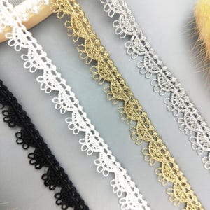 10m 1,2cm breit schwarz/silber/weiß/gold Borte Stoff Stickerei Kleid Rock Hemd Kleidung Spitze Zierband Bänder Z34E172L230716V