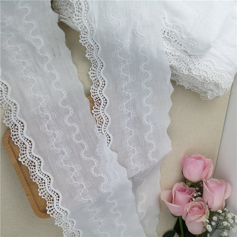10 yards 14cm 2.36 wide ivory cotton fabric embroidery dress clothes lace trim ribbon tapes V24X205K201224T