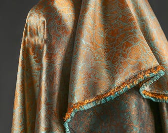1.5 meterS wide Orange green texture jacquard crisp reflective gilded fabric shirt dress coat skirt jacket clothing material T50T82V251014V