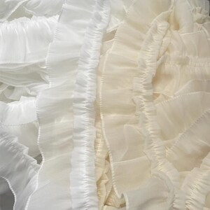 3 Meter 10 cm 3.93" breite ivory/apricot Seide Rüsche Falte Kind Puppe Rock Kleid Hemd Vorhang Kante Spitzenband V24X826L240507V