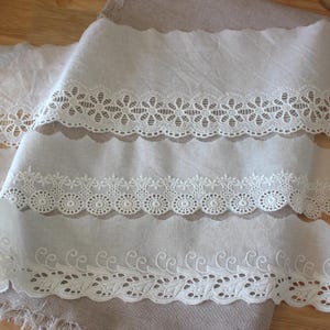 5 Meter 7-12 cm breit ivory Baumwollstoff Stickerei Spitzenbesatz Band handgemacht Rocksaum Kragen Kleid Vorhang Accessoires T27X532P250315P