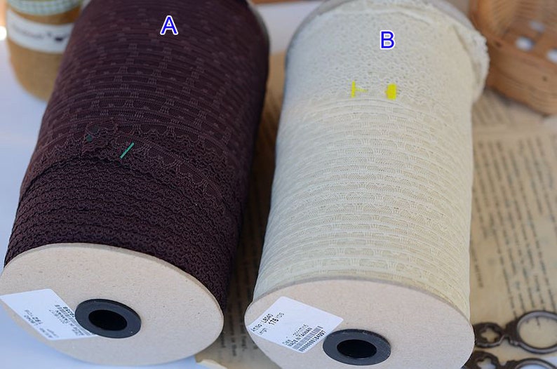 40 meter 1.6cm 0.62 wide light apricotcoffee mesh fabric stretch elastic tapes lace trim ribbon E7G851P181107D
