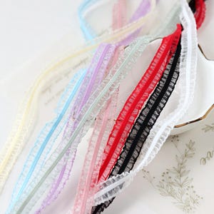 10 Meter 10 mm breite rosa/blaue elastische Falte Tüllspitze Dekorationsmaterial C35U58P241228G