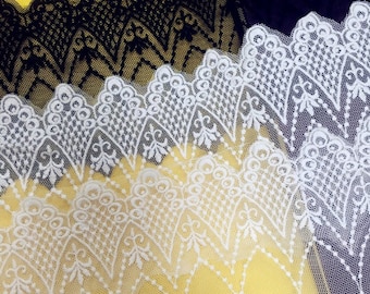 10 yardS 9.5cm 3.74" wide black/ivory/beige cotton fabric DIY gauze mesh tulle dress skirt embroidered fabric lace trim ribbon X4C934C0305V