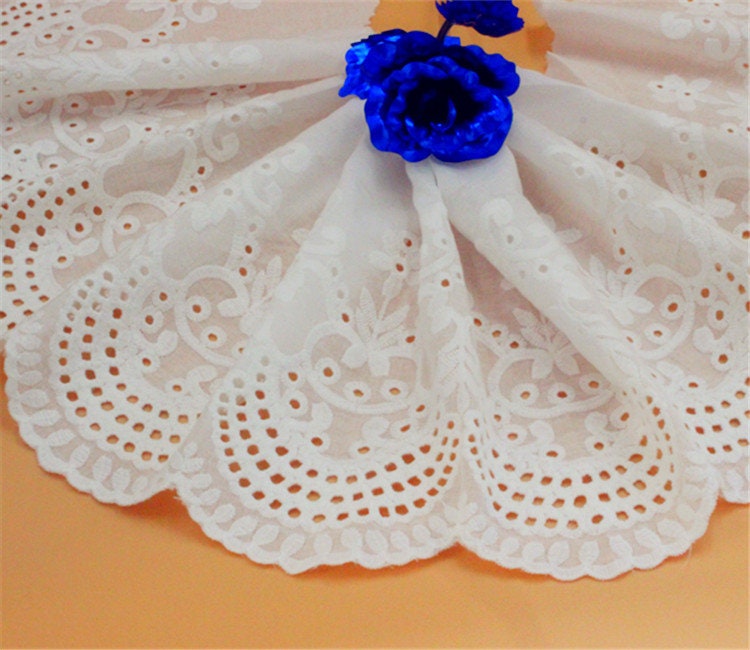 tissu de coton 5 yard 20cm 7,87" large Ivoire brodé bandes navire gratuit de dentelle ruban M4T1569P180721K tissu de coton 5 yard 20cm 7,87