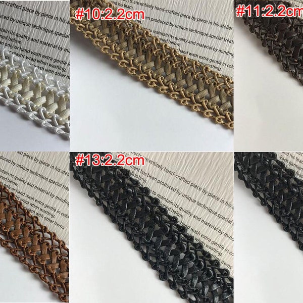 5 Yards/lot 2.2cm 0.86 inches wide black/brown hollow braid PU leather sew DIY fabric material skirt dress lace trim ribbon C43P33K230219V