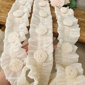 2 meter 8 cm 3,14" breed beige zijde gerimpeld kant trim lint DIY rok jurk gordijn schouderband rand materiaal accessoires C24X972P250405C