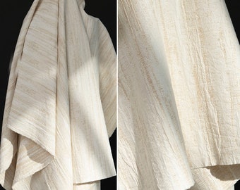 light beige cotton linen blend fabric pleated texture jacquard anti wrinkle dress skirt shirt suit pants clothing material T25V95X240504B