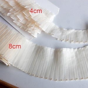 5 Meter 4-8 cm breite beige Chiffon Rüsche Falten Stoff Spitzenbesatz Band DIY handgefertigt Kleid Rock Kanten Dekoration Material T10N1101P250321Y