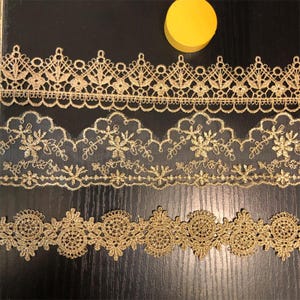 10メートル 3.1-4.3 cm幅 ゴールドスカラップ生地 刺繍 DIY 子供ドレス スカート シャツ 縁取り素材 装飾 レース トリム リボン R8U3C241116C
