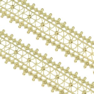 2 Meter 6,5 cm breiter Goldstoff Stickerei Hochzeitskleid Dekoration Rock Shirt Borte Spitzenband Bänder Z34E104V241009