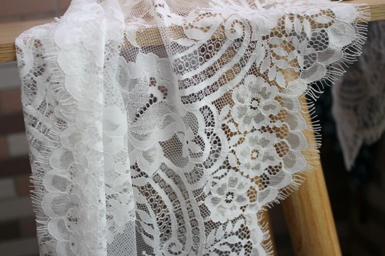 2.9 meter 48-50cm wide blackivory mesh gauze eyelash fabric dress lingerie embroidery lace trim ribbon tapes T27X179P201104H