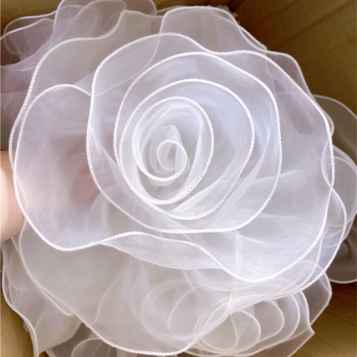 1pcs 1215cm wide ivory flower organza ruffled pleated Etsy