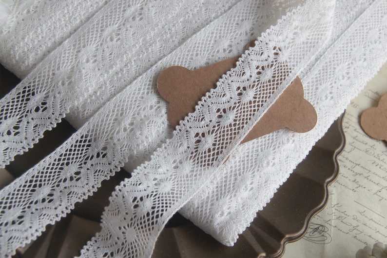 10 yard 4cm 1.57 inches wide ivory cotton craft dress lingerie underwear fabric embroidered lace trim ribbon X10C792W220922T image 3