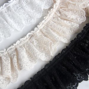 5 yardS 7.5 cm 2.95"breit schwarz/ivory/beige PlisseeFalten diy Stoff Netzstickerei Spitzenbesatz Band Kleid Rock Material X10C959P230911T