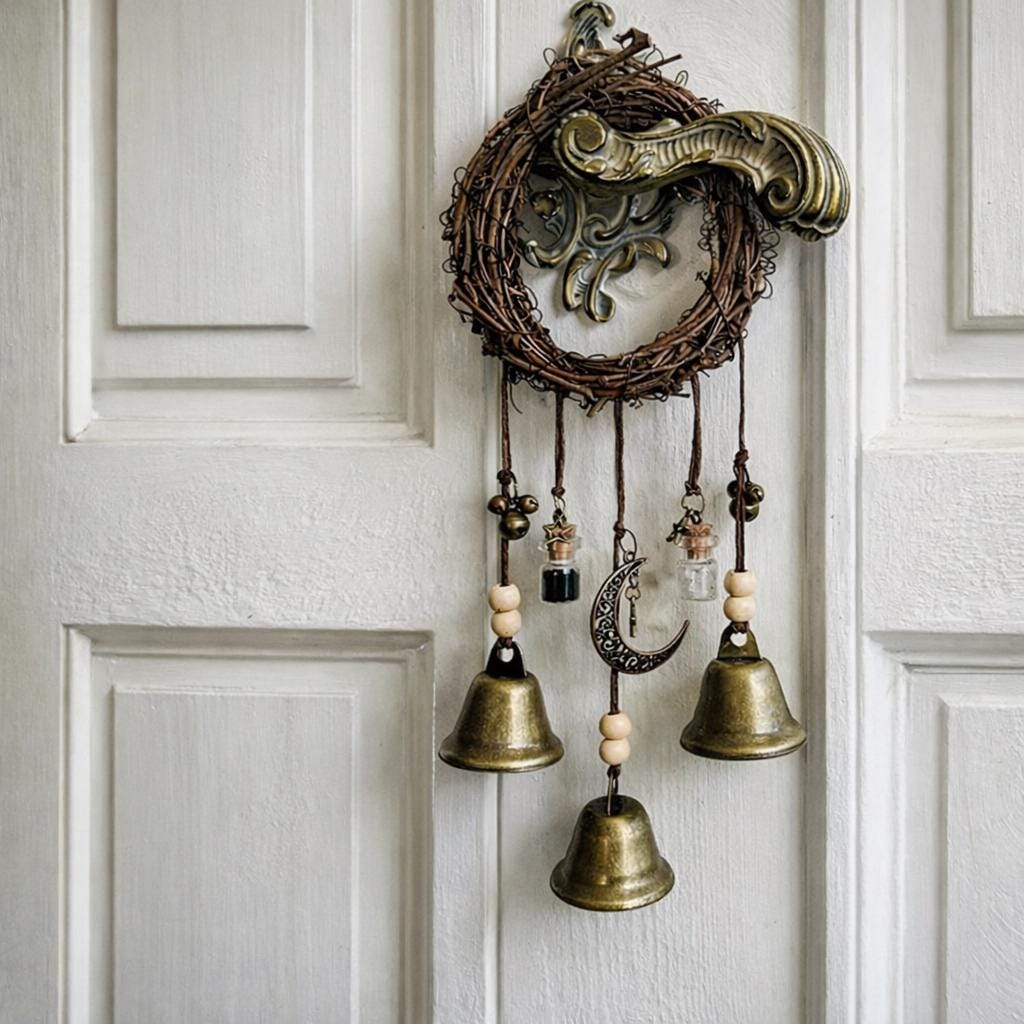 Antique Continental Wrought Iron And Brass Wall Bell (Lot 1013 - End Of - View #5