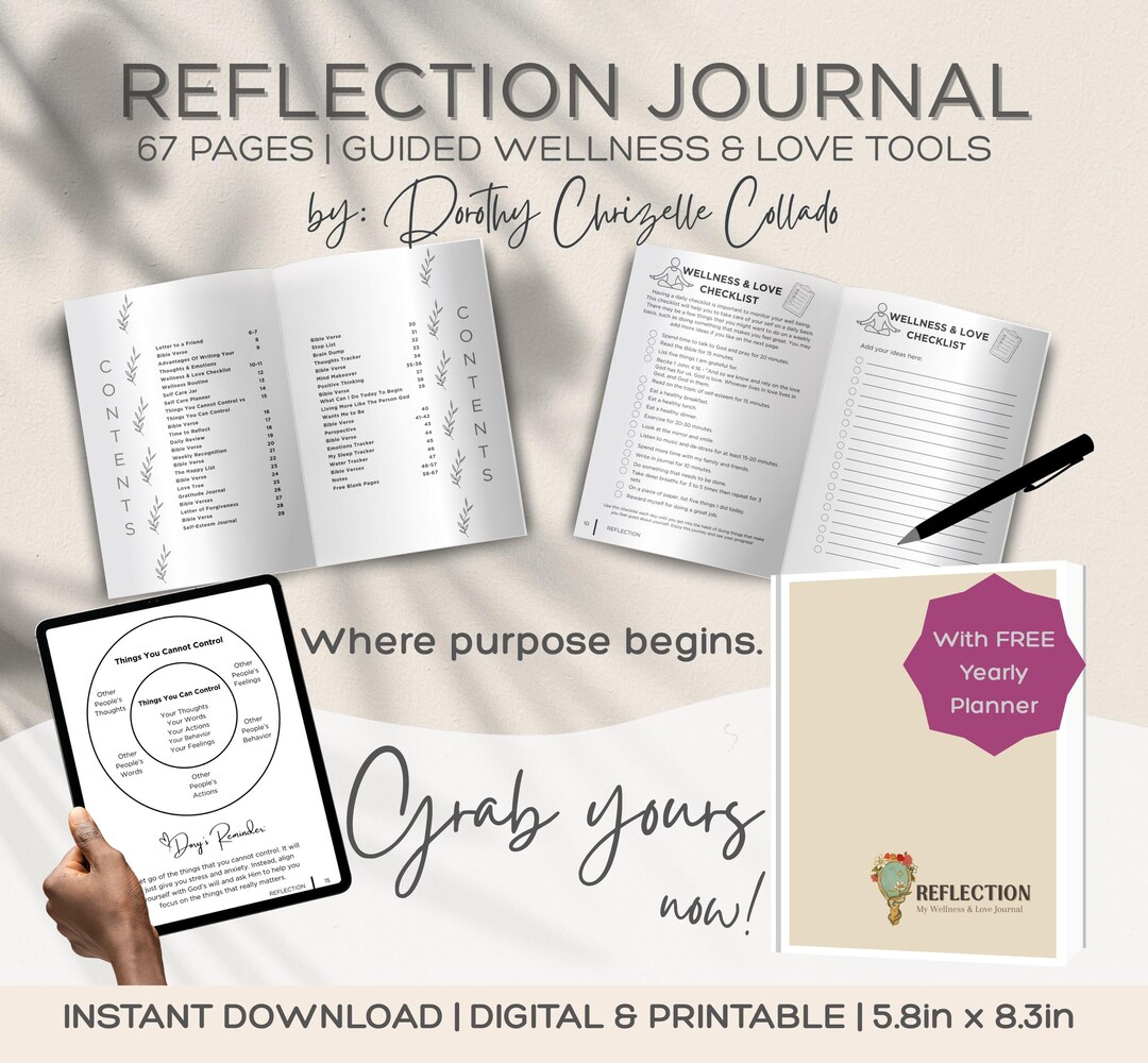 Christian Reflection Journal | Wellness, Self-care & Bible Verses (PDF Printable) - Etsy