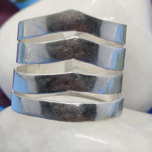 Minimalist Multi Band Silver Ring, Layered Statement Ring, Wide Sterling Silver Ring, Adjustable Modern Ring, Handmade Women Jewelry Gift