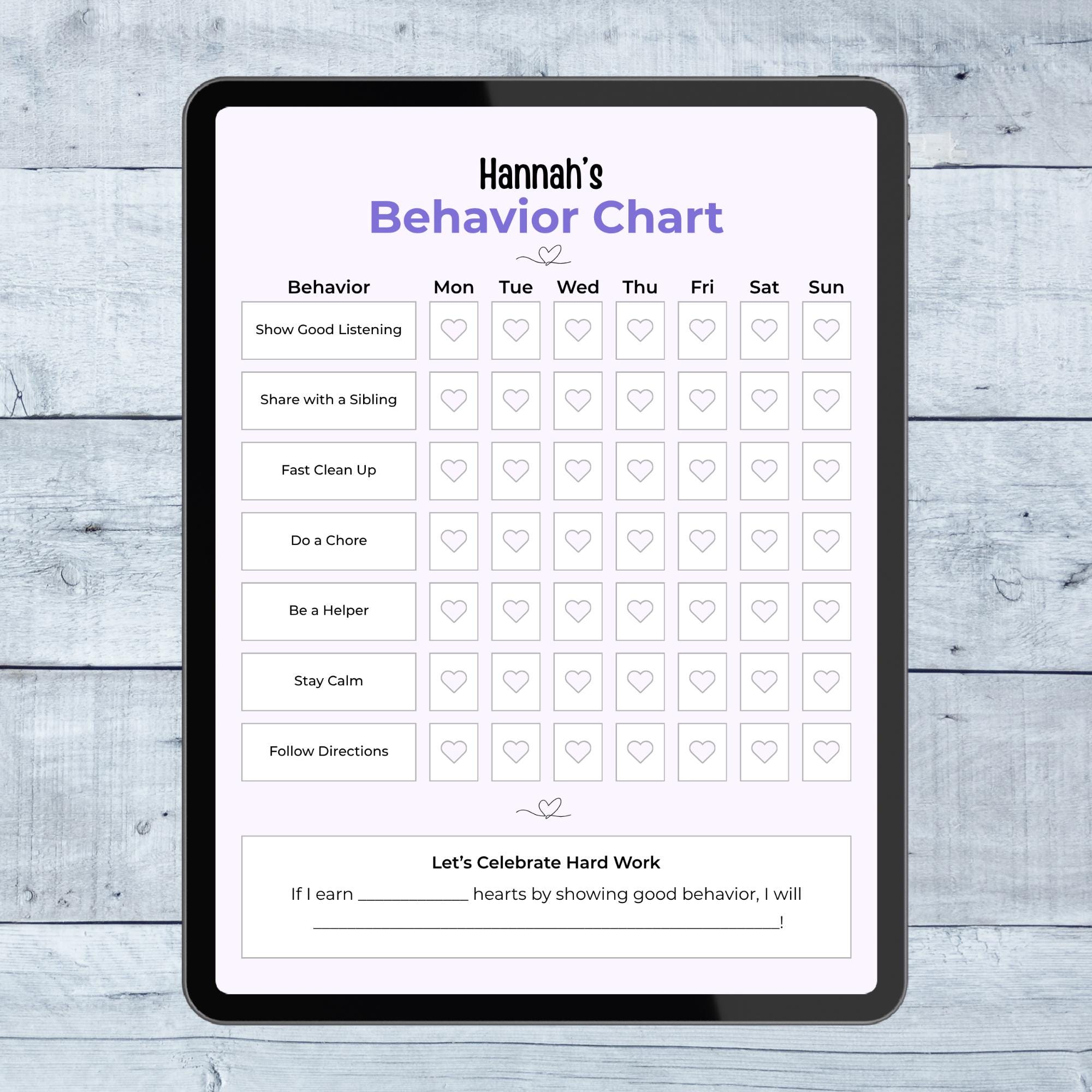 Character Building Behavior Chart | Digital Behavior Tracker | Editable ...